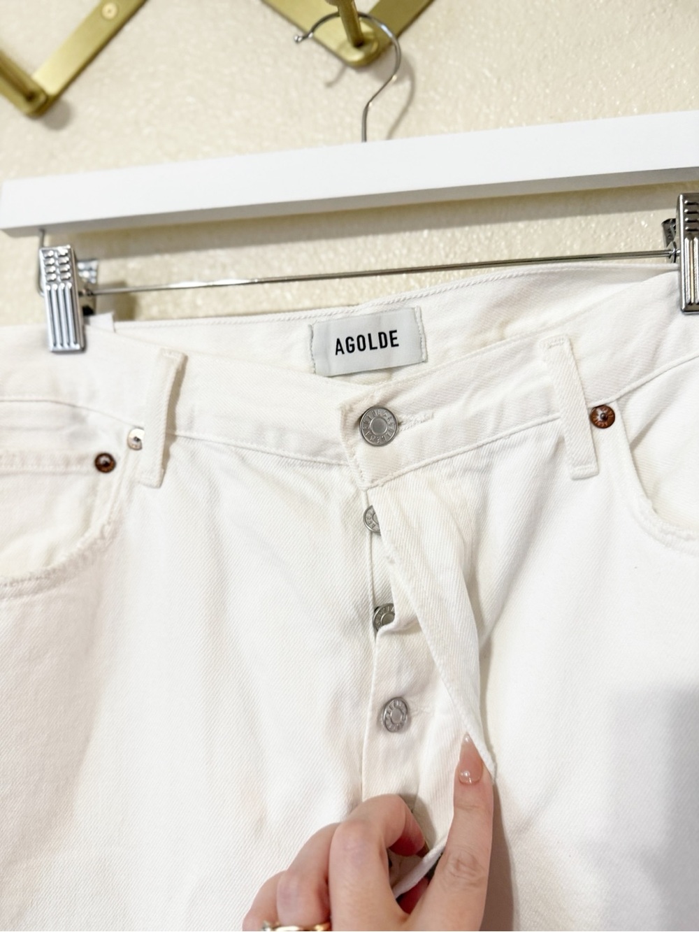 Agolde Fran Low Slung Easy Straight
Jeans in Milkshake Off White Button Fly NEW - Picture 12 of 16